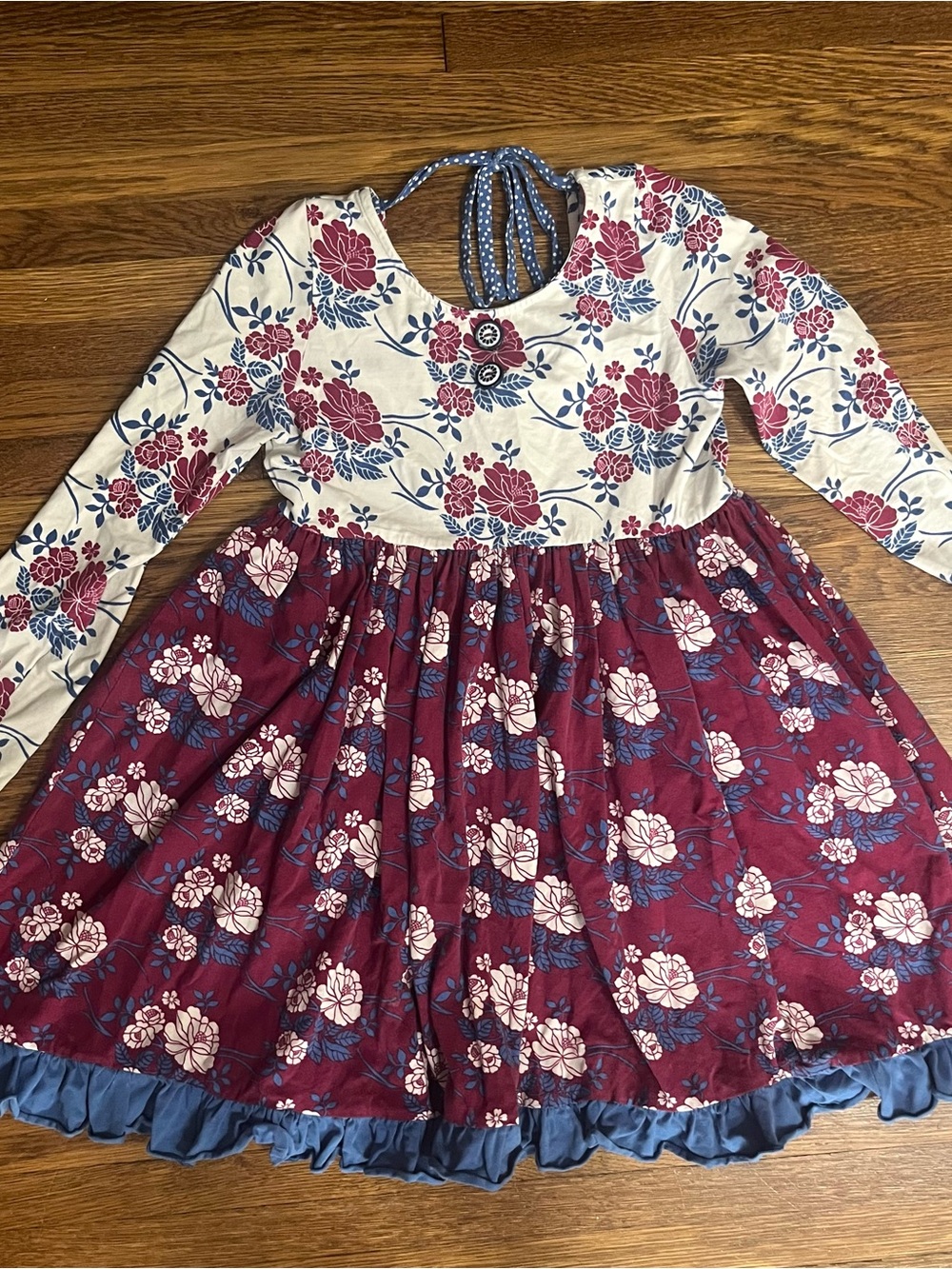 Wildflowers dress girls No. 10 Fall floral ruffle long sleeve purple